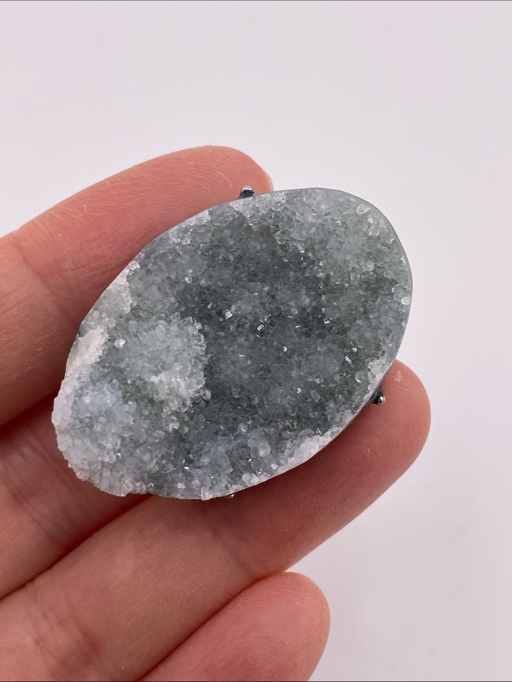 Apophyllite Druzy Ring • Raw Crystal Cluster • Adjustable Silver Statement Ring